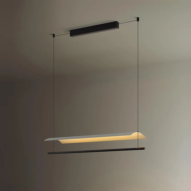 Wabi-Sabi Black Metal Acrylic Strip Pendant Light
