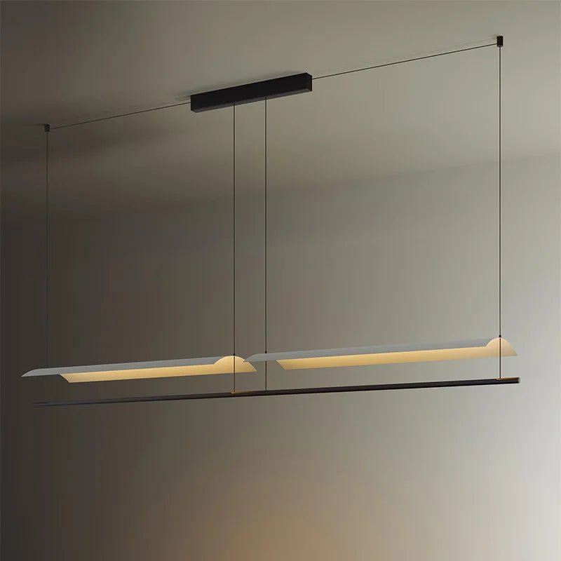 Wabi-Sabi Black Metal Acrylic Strip Pendant Light - Decorbites