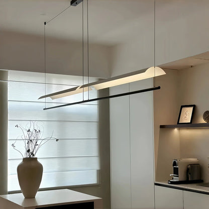 Wabi-Sabi Black Metal Acrylic Strip Pendant Light - Decorbites