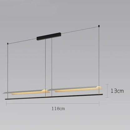 Wabi-Sabi Black Metal Acrylic Strip Pendant Light - Decorbites