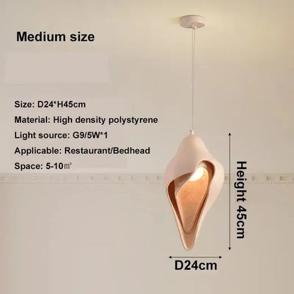 Wabi sabi cream gypsum pendant lamp with blush pink shell design and warm glow for living room pendant light