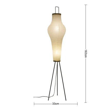 Wabi-sabi cream paper tripod floor lamp with slender tripod base ideal as a living room art decor floor lamp