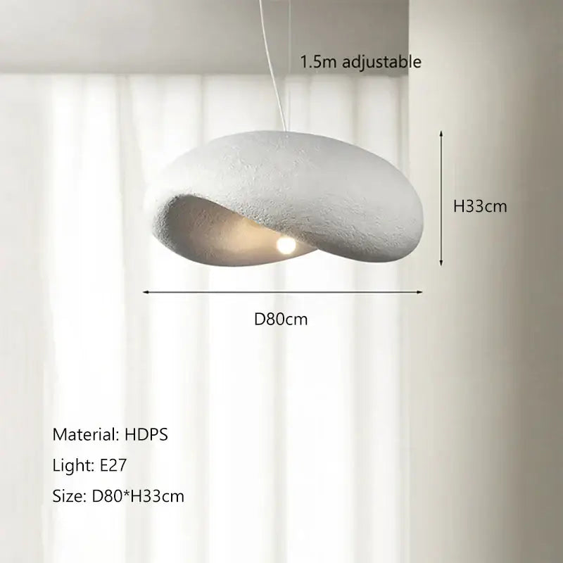 Modern off-white HDPS pendant light with smooth cloud shape and adjustable cord for decorbites cream style led lighting