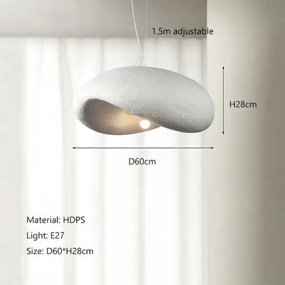 A modern white hdps pendant light with stone texture and 1.5m cord for decorbites cream style led lighting