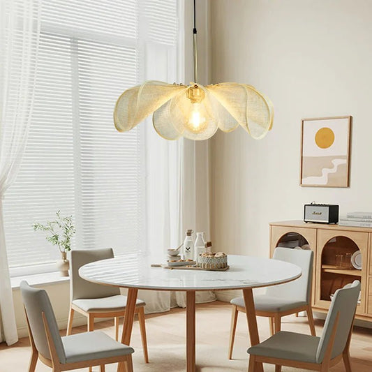 Wabi-Sabi Fabric Flower Pendant Light - Decorbites