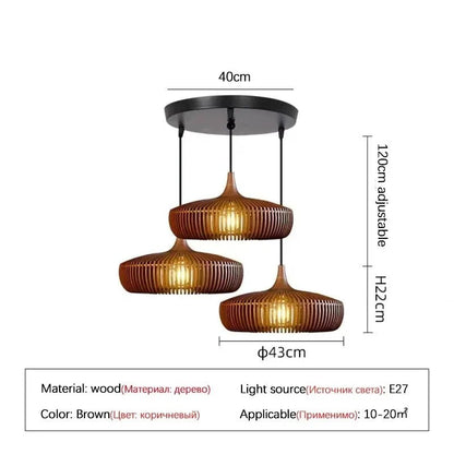 Wabi-Sabi Hollowed Wood Pendant Light in Brown - Decorbites