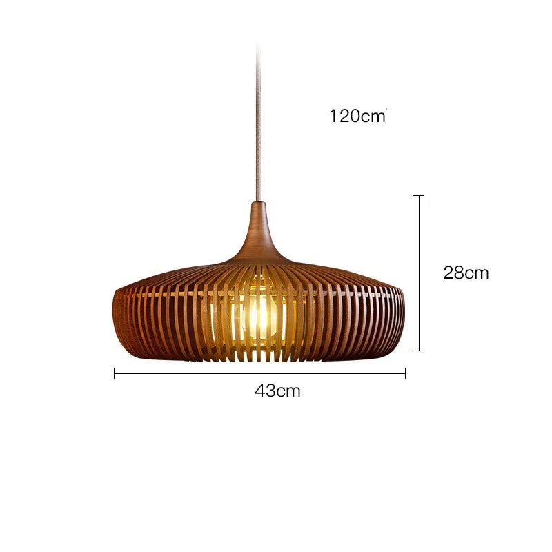 Wabi-Sabi Hollowed Wood Pendant Light in Brown - Decorbites