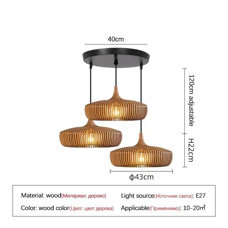 Wabi-Sabi Hollowed Wood Pendant Light in Brown - Decorbites
