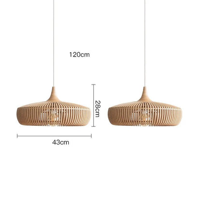 Wabi-Sabi Hollowed Wood Pendant Light in Brown - Decorbites