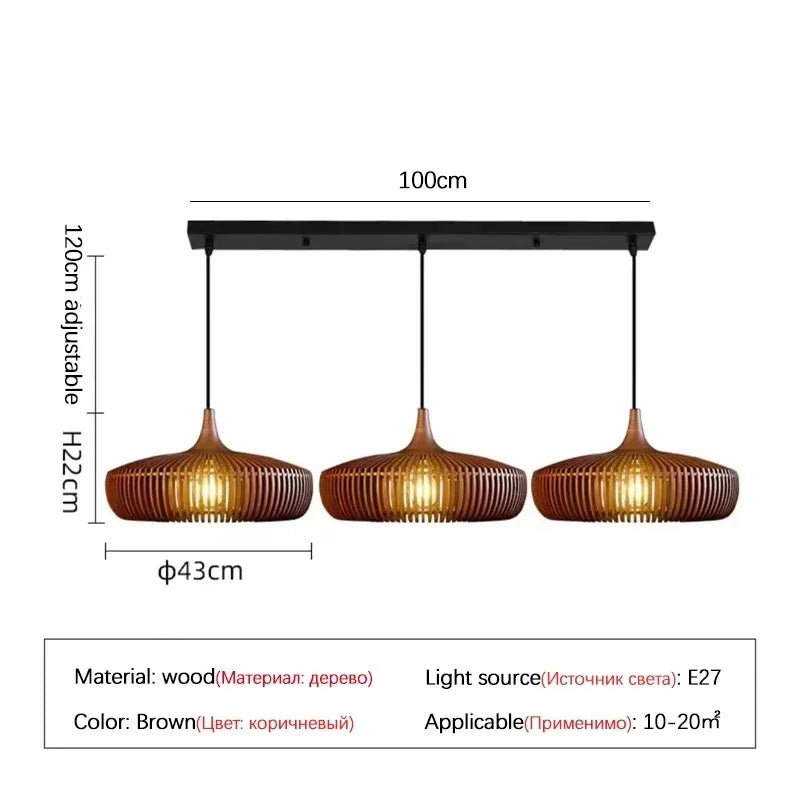 Wabi-Sabi Hollowed Wood Pendant Light in Brown - Decorbites
