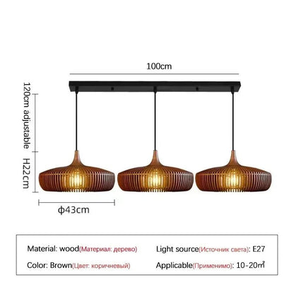 Wabi-Sabi Hollowed Wood Pendant Light in Brown - Decorbites