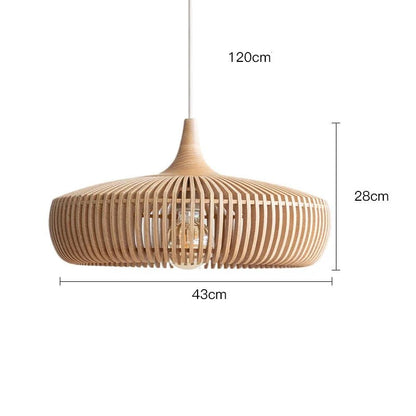 Wabi-Sabi Hollowed Wood Pendant Light in Brown - Decorbites
