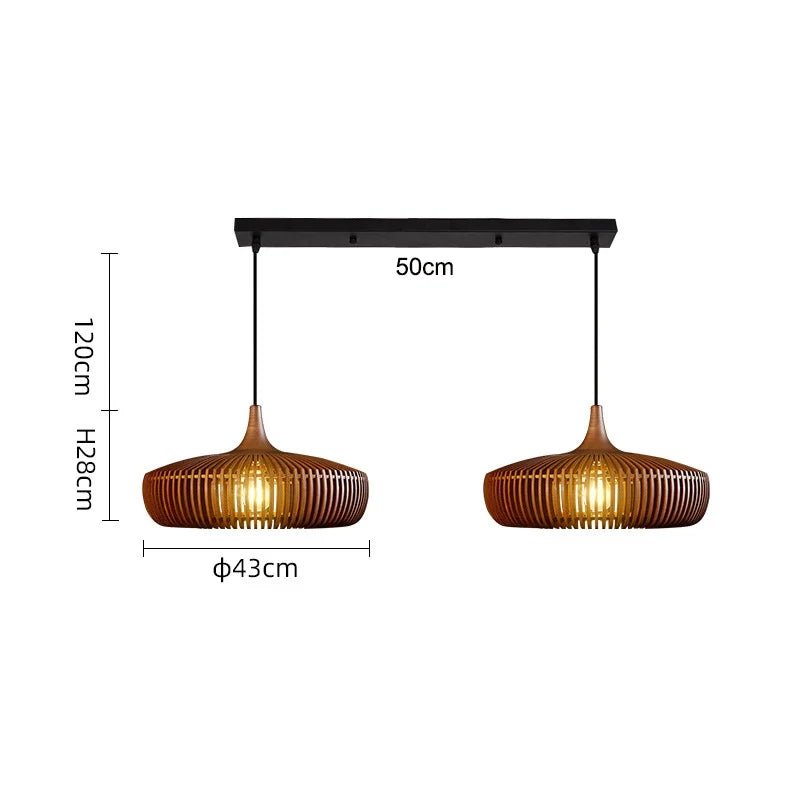 Wabi-Sabi Hollowed Wood Pendant Light in Brown - Decorbites