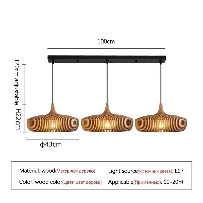 Wabi-Sabi Hollowed Wood Pendant Light in Brown - Decorbites