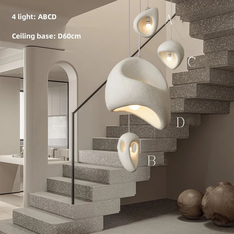 Wabi Sabi Irregular White Pendant Light, E27 - Decorbites