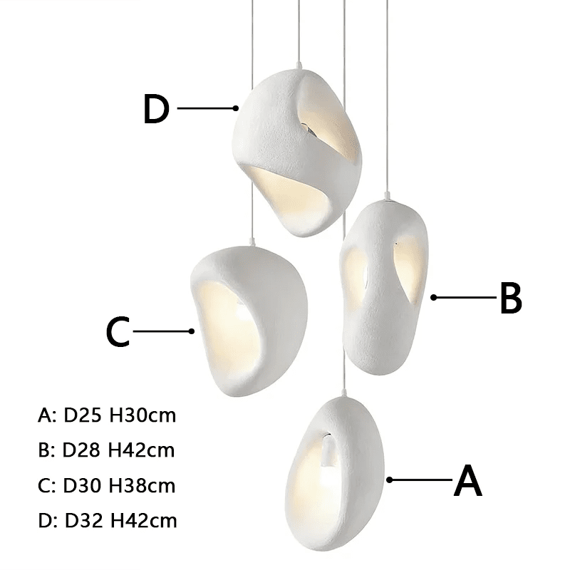 Wabi Sabi Irregular White Pendant Light, E27 - Decorbites