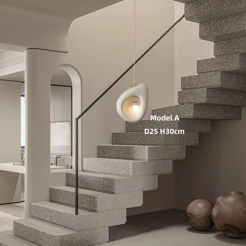 Wabi Sabi Irregular White Pendant Light, E27 - Decorbites