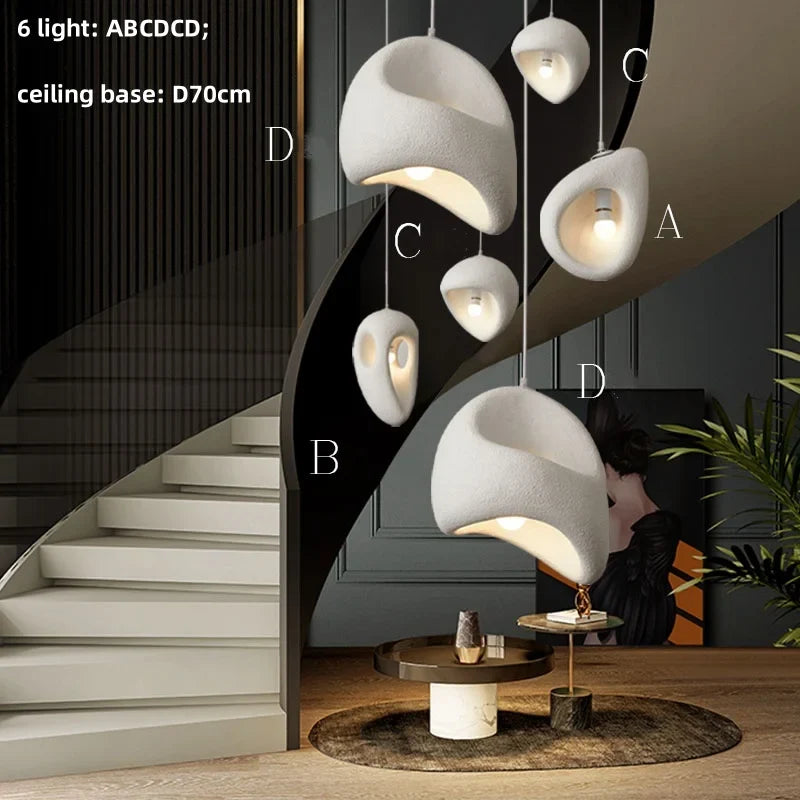 Wabi Sabi Irregular White Pendant Light, E27