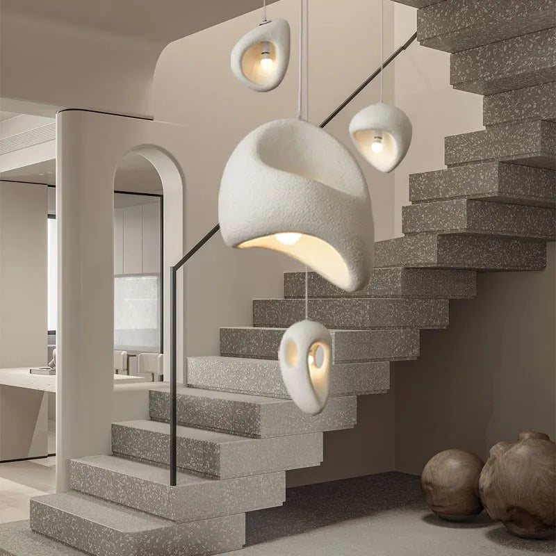 Wabi Sabi Irregular White Pendant Light, E27 - Decorbites