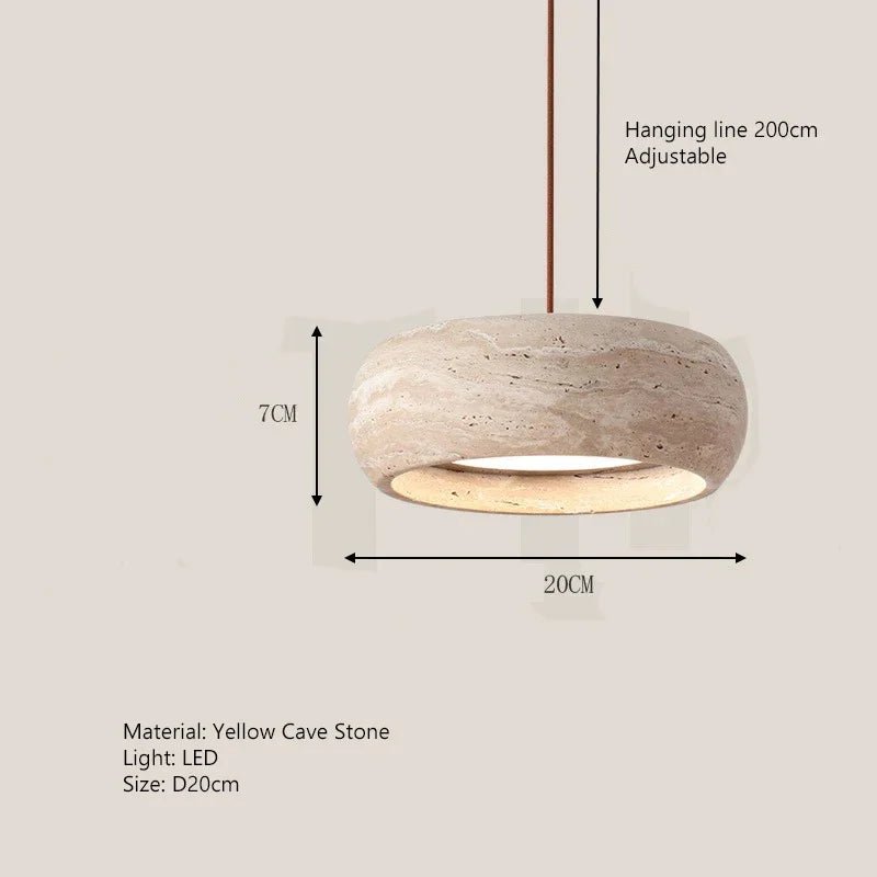 Wabi-Sabi Round Travertine Stone Pendant Light - Decorbites