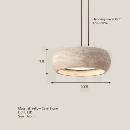 Wabi-Sabi Round Travertine Stone Pendant Light - Decorbites