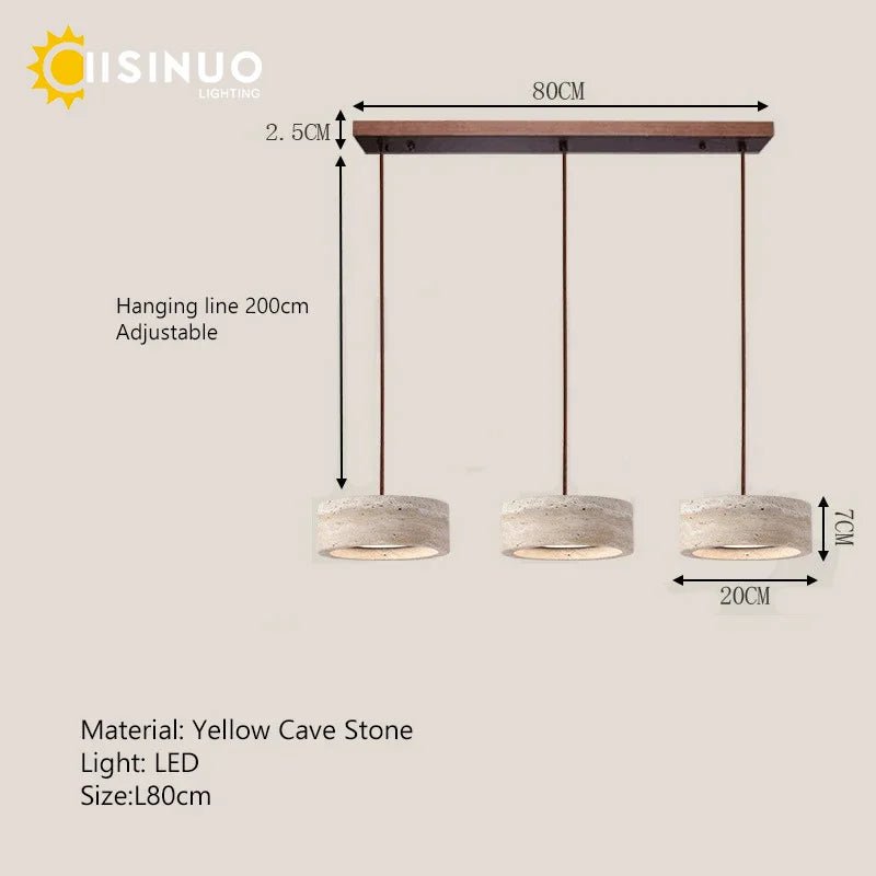 Wabi-Sabi Round Travertine Stone Pendant Light - Decorbites
