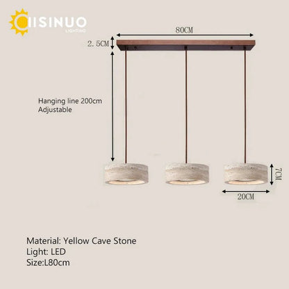 Wabi-Sabi Round Travertine Stone Pendant Light - Decorbites