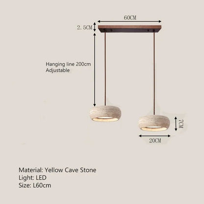Wabi-Sabi Round Travertine Stone Pendant Light - Decorbites