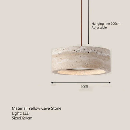 Wabi-Sabi Round Travertine Stone Pendant Light - Decorbites