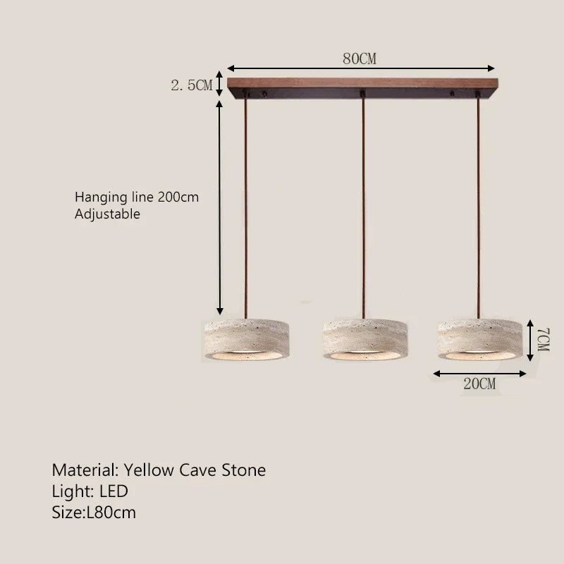 Wabi-Sabi Round Travertine Stone Pendant Light - Decorbites