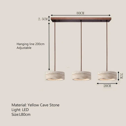 Wabi-Sabi Round Travertine Stone Pendant Light - Decorbites
