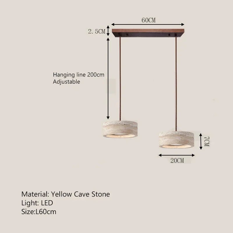 Wabi-Sabi Round Travertine Stone Pendant Light - Decorbites