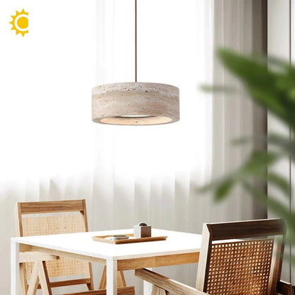 Wabi-Sabi Round Travertine Stone Pendant Light - Decorbites