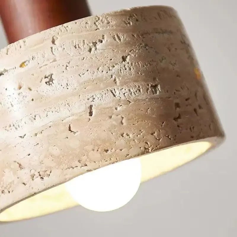Wabi-Sabi Travertine Stone Pendant Light in Yellow Marble - Decorbites