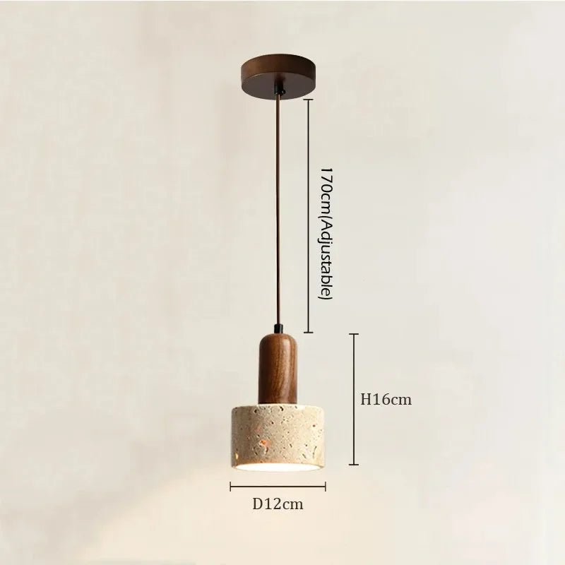 Wabi-Sabi Travertine Stone Pendant Light in Yellow Marble - Decorbites