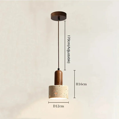 Wabi-Sabi Travertine Stone Pendant Light in Yellow Marble - Decorbites