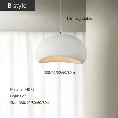 Wabi sabi white and gray high-density polystyrene pendant light with matte finish and led bulb for dining room