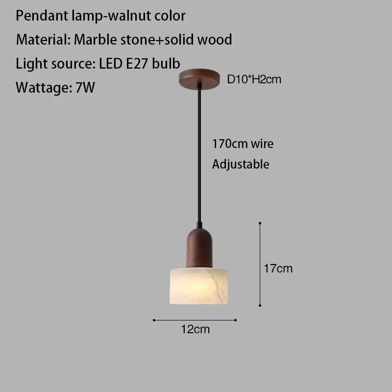 Wabi-Sabi White Marble Stone Pendant Light - Decorbites