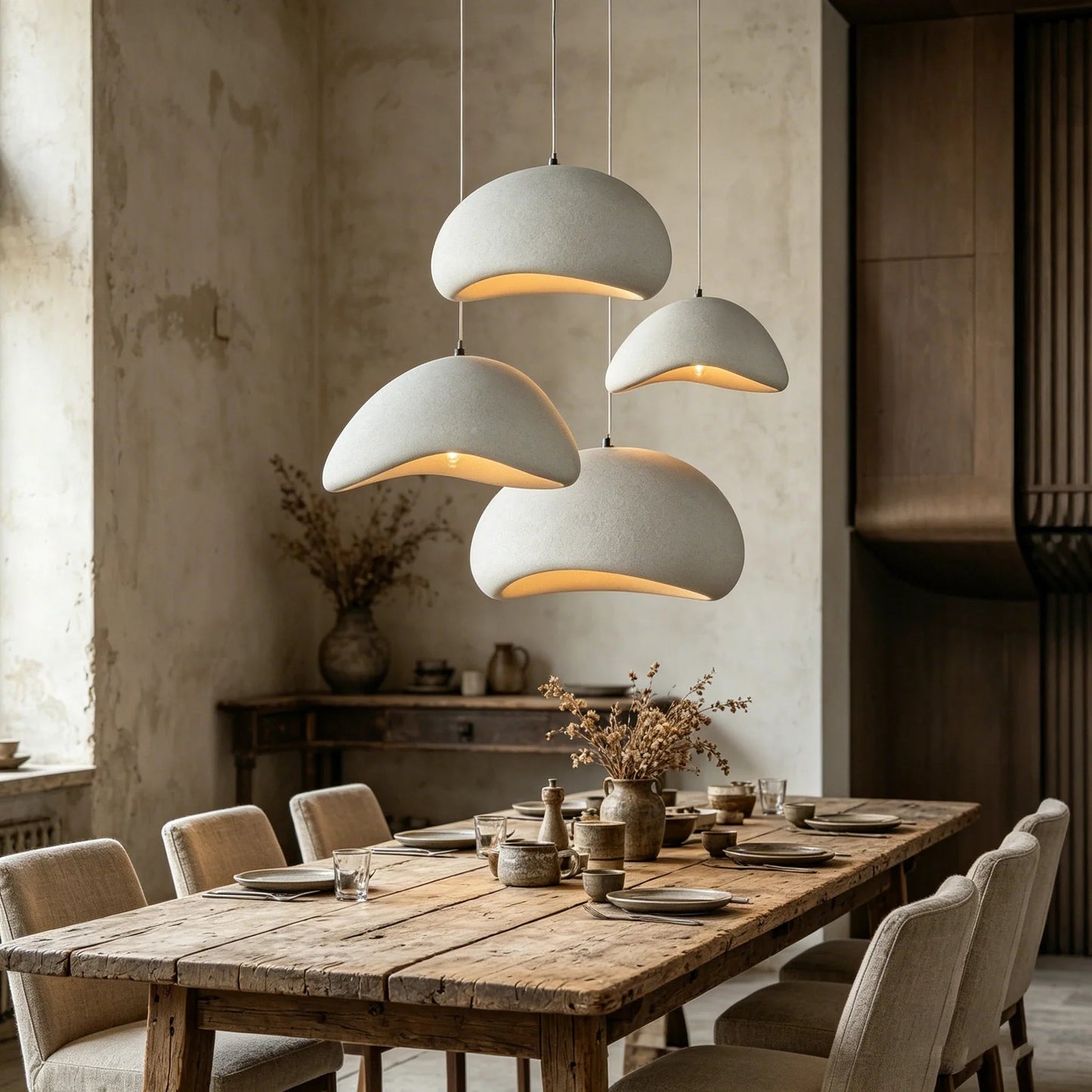 Wabi Sabi White Or Gray Sculpted Pendant Light - Decorbites