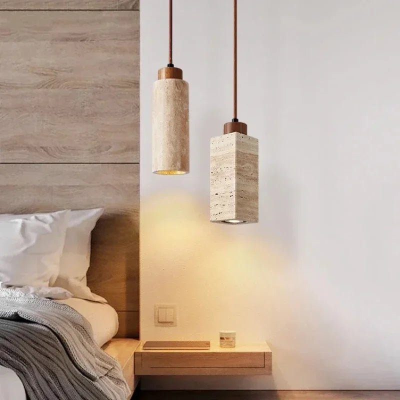 Wabi-Sabi Yellow Marble Stone Pendant Light - Decorbites
