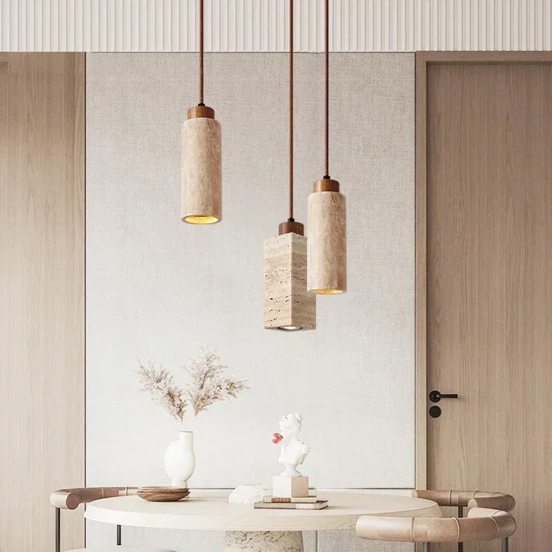 Wabi-Sabi Yellow Marble Stone Pendant Light - Decorbites