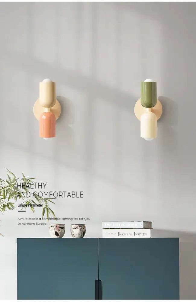 Decorbites two-toned light colorful wall lights nordic minimalist modern design for bedroom and living room use