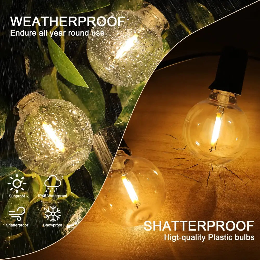 Warm g40 led shatterproof globe string lights with clear vintage filament bulbs and frosted glass for patio decorbites g40 led decor