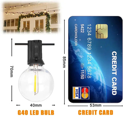 Clear glass decorbites g40 led shatterproof bulb with black base and exposed yellow filament for patio decor lighting