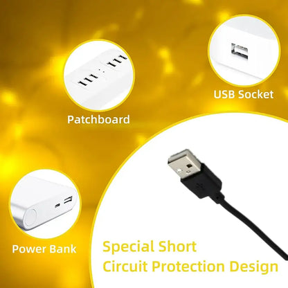 Black usb cable with metallic connector for warm gold copper wire fairy lights decorbites copper wire outdoor garden decor