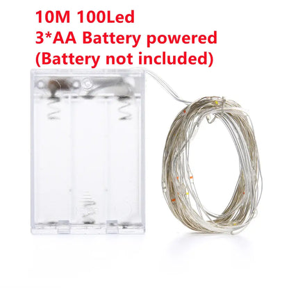 Clear plastic battery pack with silver wire and 100 led lights for warm gold copper wire fairy lights decorbites copper wire