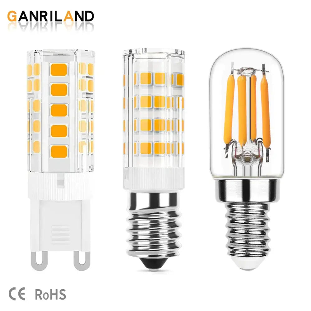 Three warm white led corn bulbs with clear glass and yellow leds featuring g9 e27 and e14 bases for kitchen chandelier lighting