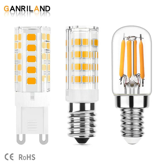 Three warm white led corn bulbs with clear glass and yellow leds featuring g9 e27 and e14 bases for kitchen chandelier lighting