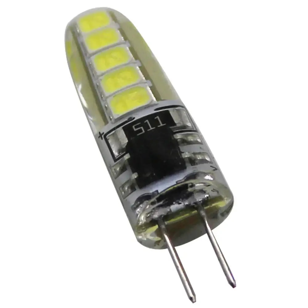 Clear glass warm white decorbites g4 led bulb with six yellowish-green leds and two metal pins for kitchen replacement light