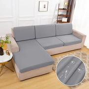 Waterproof gray elastic sofa cushion cover made of stretchy fabric for living room protection and water resistance